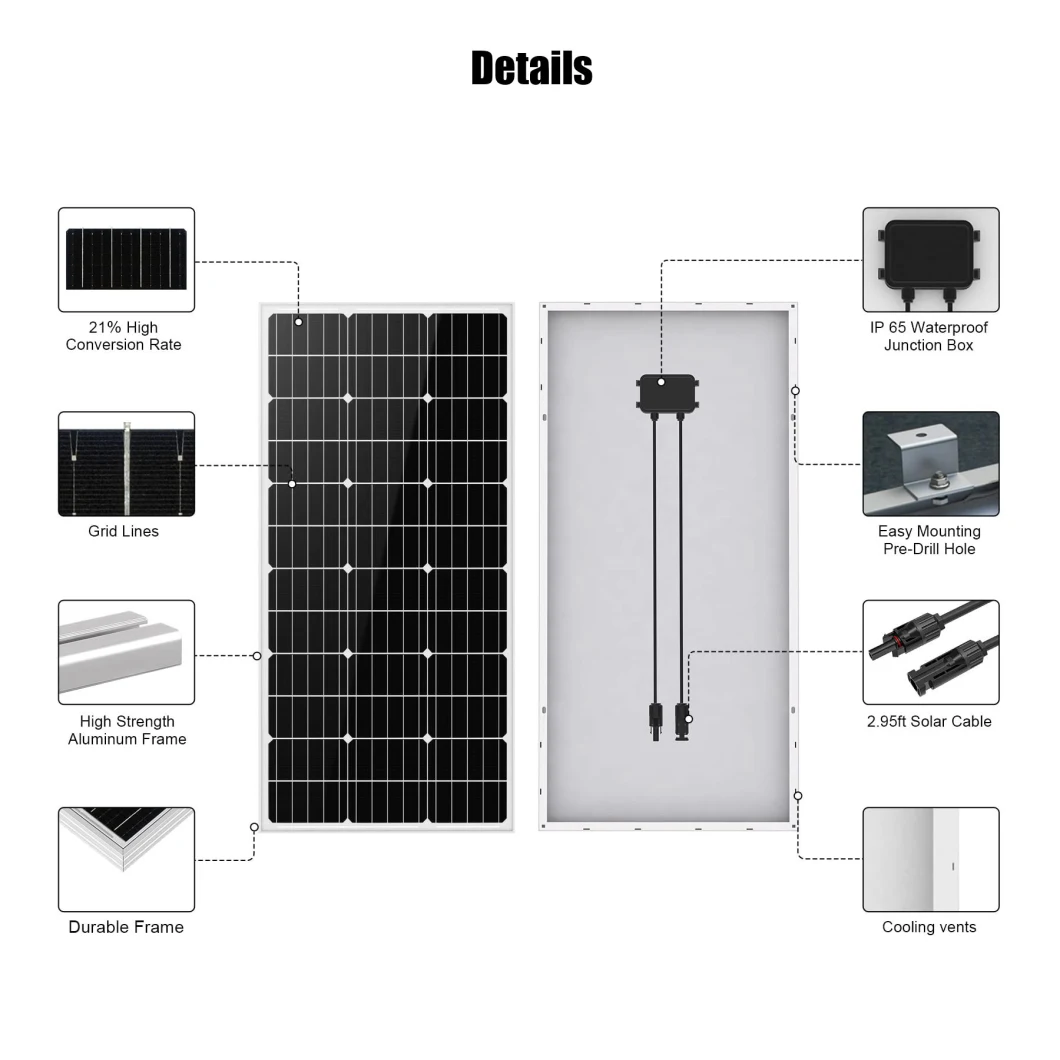 Best 48V Pvt Flexible Hybrid 100watts 170 180W 250 W 300W 320W 300 335 410 440 Watt 1 Kw 1000 Watt Solar Panel Price India